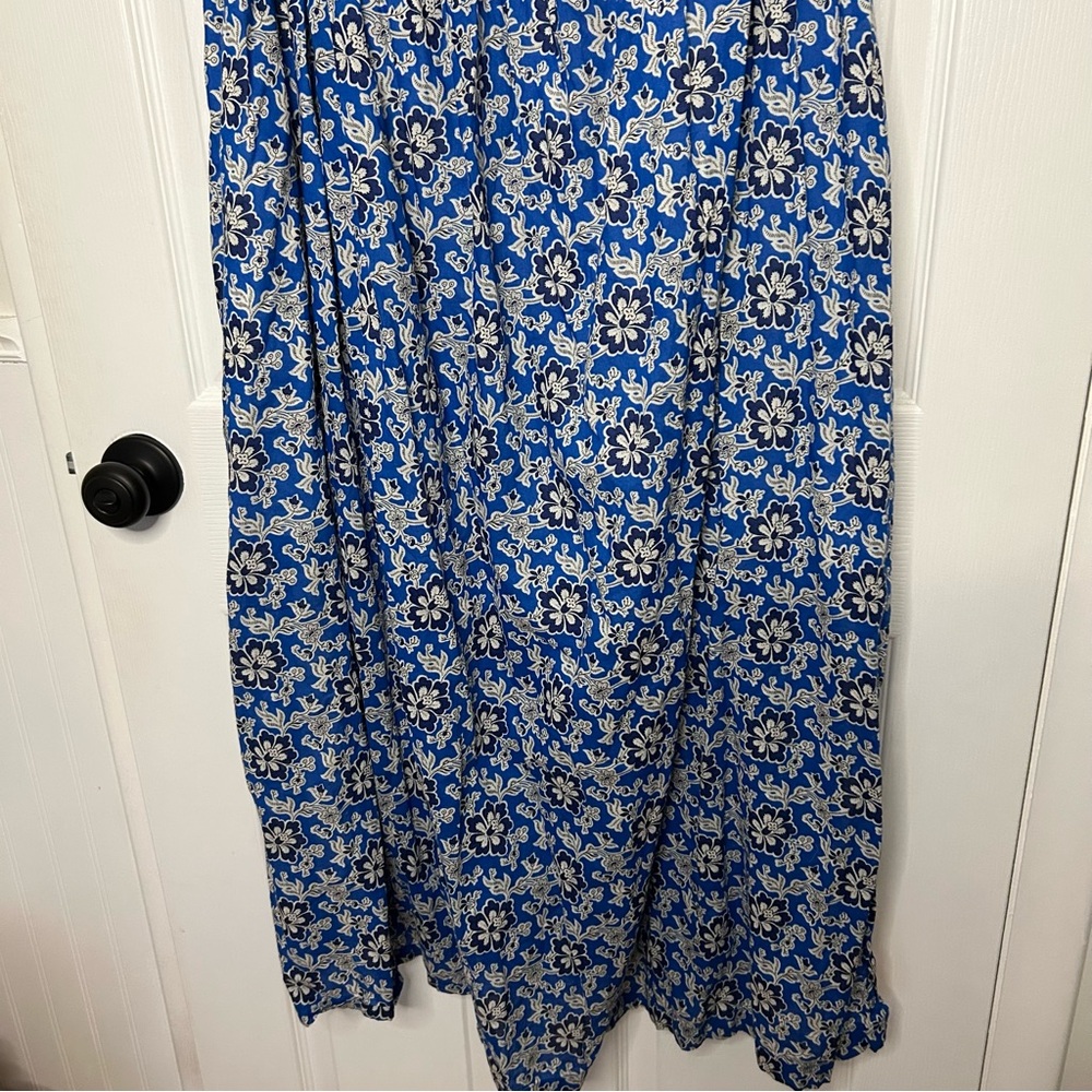 J Crew Cotton Voile Ruffle-Trim Shift Dress Cobalt Floral - Picture 9 of 16